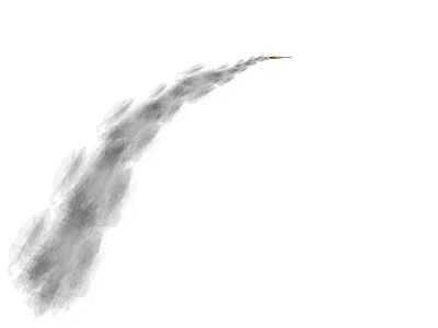 Military Missile Flying With Long Grey Smoke Trail On White Background 3d model