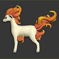 White Pony Toy Figure With Flame Mane Tail And Blue Hooves On Dark Background