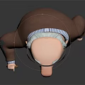 Cartoon Game Movie Character with Big Nose Glasses Wearing Brown Coat Plaid Vest Holding Cane