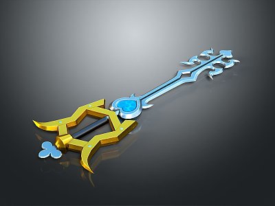 Crystal Key Magic Key Cartoon Key 3d model