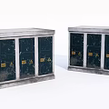Industrial Metal Equipment Units With Enclosed Cabinets And Yellow Warning Signs