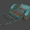 Vintage Blue Rusted Industrial Wheelbarrow With Two Wheels For Industrial Use