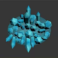Elegant Blue Crystal Stone Cluster With Wooden Base And Smooth Surface 3d model
