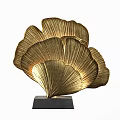 Golden Ginkgo Leaf Design Table Lamp With Artistic Black Base And Elegant Shape 3d model