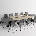 Modern meeting table and chair simple meeting table and chair combination 3d model