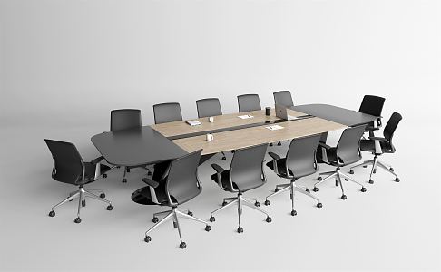 Modern meeting table and chair simple meeting table and chair combination 3d model