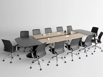 Modern meeting table and chair simple meeting table and chair combination 3d model