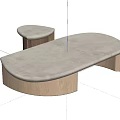 Modern Coffee Table With Curved Wooden Structure And Smooth Stone Surface 3d model