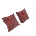 Two Soft Pink Textured Pillows With Large Bowknots And Velvet Surface For Decor