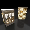 Central Square And Round Multi Tiered Display Shelves For Product Showcase 3d model