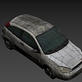 Wreckage of abandoned hatchback 3d model