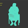 Elderly Woman Sitting On Chair With Beige Coat Blue Polka Dot Bag And Orange Shoes