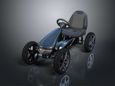 Sleek Blue Kids Go Kart With Streamlined Body Gray Seat And Black Wheels 3d model