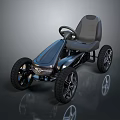Sleek Blue Kids Go Kart With Streamlined Body Gray Seat And Black Wheels