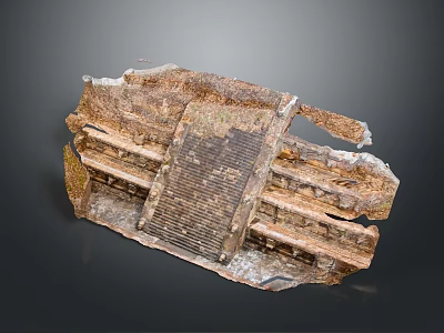 Ancient Architectural Ruins Featuring Stone Brick Layers And Weathered Structural Remains 3d model