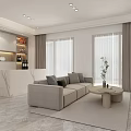 Modern Living And Dining Area Interior Design With Sofa Dining Table And Coffee Table 3d model