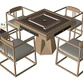 New Chinese Mahjong Table and Chair Chess and Card Table Mahjong Table Casual Table and Chair 3d model
