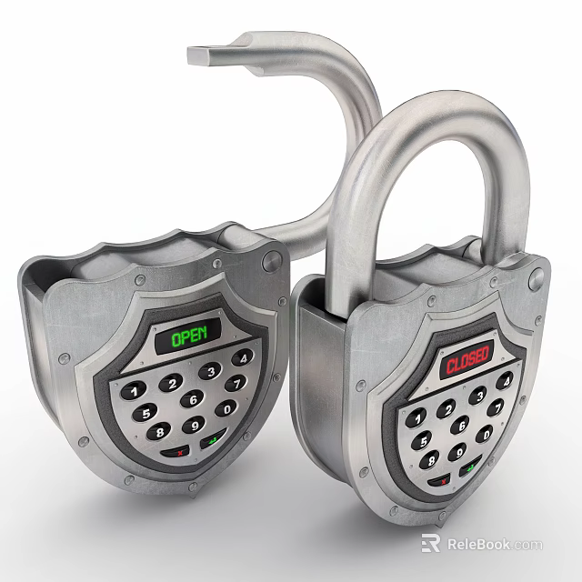 Smart Door Handle With Numeric Keypad Showing Open And Closed Status 3d model 