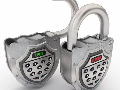 Smart Door Handle With Numeric Keypad Showing Open And Closed Status 3d model