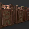 Three Vintage Wooden Speakers With Carved Details And Retro Design