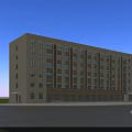 Modern School Building With Beige Exterior Numerous Windows And Spacious Front Plaza 3d model