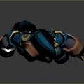 Futuristic Game Movie Character in Blue and Yellow Armor 3D Model Design