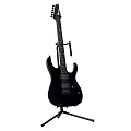 Black Electric Guitar On Sturdy Stand For Musical Instrument
