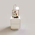 Elegant Modern White Entryway Console Cabinet With Drawers And Decorative Lamp On Top