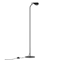 Sleek Modern Floor Lamp Design With Curved Metal Arm And Black Shade For Living Space