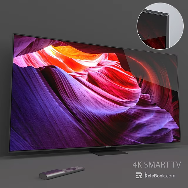 4K Smart Television With Vibrant Colorful Landscape Display And Modern Design 3d model 