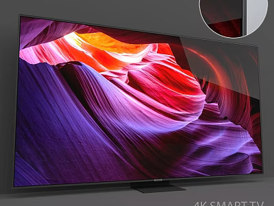 4K Smart Television With Vibrant Colorful Landscape Display And Modern Design 3d model