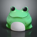 Detailed Green Frog Sculpture In Cartoon Style With Big Eyes Smiling Face And White Belly