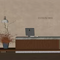 Middle Ancient Front Desk Middle Ancient Style Front Desk Reception Quiet Front Desk Cashier Vase Flower Art Reception Hall 3d model