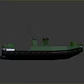 Green Patrol Boat With Modern Design Antennas Equipment Interior Lighting And Black Hull Section