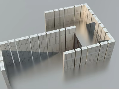 Modern Geometric Feature Wall Design With Rectangular Stone Blocks Interlocking Structure And Shadow Effects 3d model