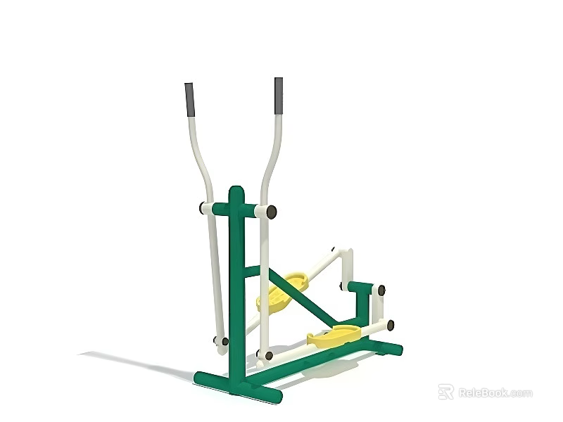 Outdoor Green Yellow Fitness Equipment With Vertical Handles And Pedals 3d model 