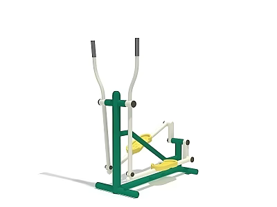 Outdoor Green Yellow Fitness Equipment With Vertical Handles And Pedals 3d model