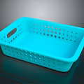 Durable Blue Plastic Perforated Storage Basket Ideal for Home Organizing Needs 3d model