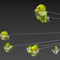 Submarine Fish Group with Loop Animation 3d model