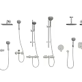 Modern Chrome Shower Head Systems With Overhead Sprayers And Handheld Attachments 3d model