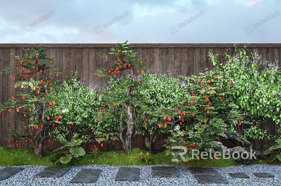 Courtyard Old Pile Fruit Tree Orange Tree Vine Climbing Stone Micro Terrain Ting Step model