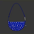 Stylish Blue Handbag With White Polka Dot Design And Adjustable Shoulder Strap