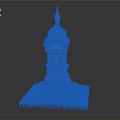 Reddish Brown Stone Monument With Dome And Detailed Carved Base Structure