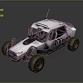 White Off Road Buggy With Open Cockpit Large Tires And Roof Antenna