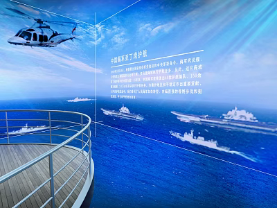 Chinese Navy 75th Anniversary Scene With Helicopter Warships And Ocean View Deck 3d model
