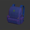 Stylish Blue Backpack With Yellow Logo Front Pocket And Adjustable Straps 3d model