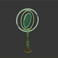 Decorative Round Mirror With Metal Frame And Wooden Base For Home Decoration