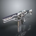 Futuristic Sci Fi Weapon Gun With Metallic Silver Black Design And Advanced Details