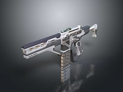 Futuristic Sci Fi Weapon Gun With Metallic Silver Black Design And Advanced Details 3d model