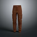 Brown Cargo Pants With Multiple Pockets For Casual Everyday Wear 3d model